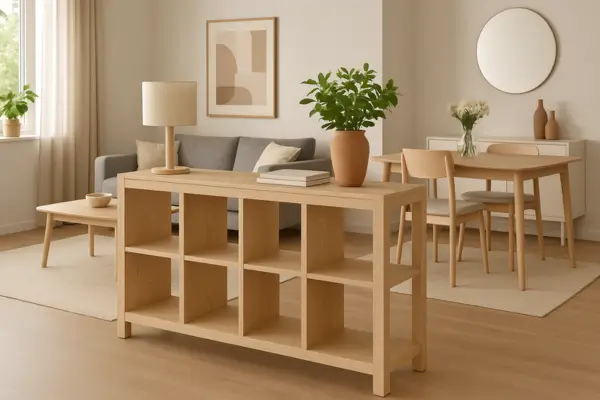 Aparadores Vazados de Carvalho Branco Para Conectar Ambientes Com Praticidade e Elegância