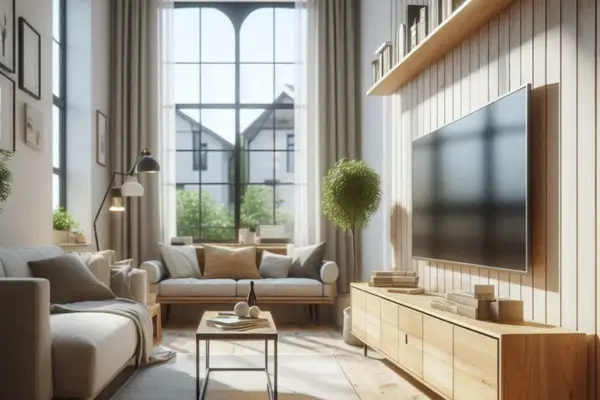 Escolhendo o Móvel Baixo Ideal Para TV em Espaços Com Decoração Neutra e Planta Aberta